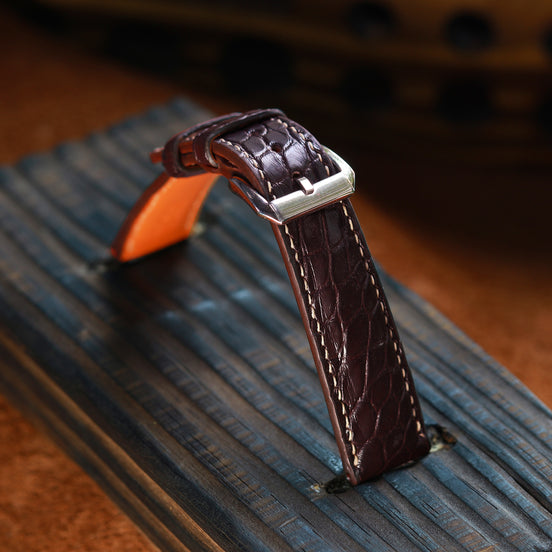 Dark Brown Alligator Leather Watch Strap