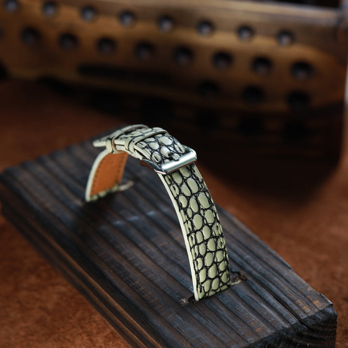 Handcrafted Crocodile Leather Watch Strap with Zermatt Lining (Pointed Tip) by Tan