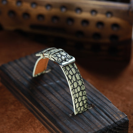 Handcrafted Crocodile Leather Watch Strap with Zermatt Lining (Pointed Tip) by Tan