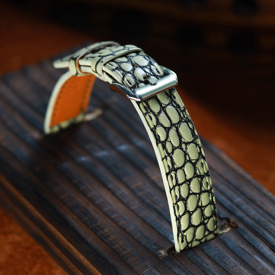 Ivory White Alligator Leather Watch Strap