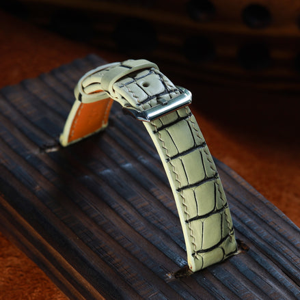 Ivory White Alligator Leather Watch Strap