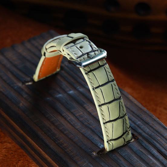 Ivory White Alligator Leather Watch Strap