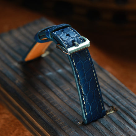 Navy Blue Alligator Leather Watch Strap