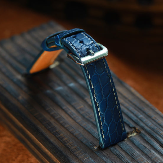 Navy Blue Alligator Leather Watch Strap