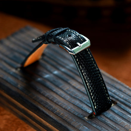 Classic Black Lizard Leather Strap