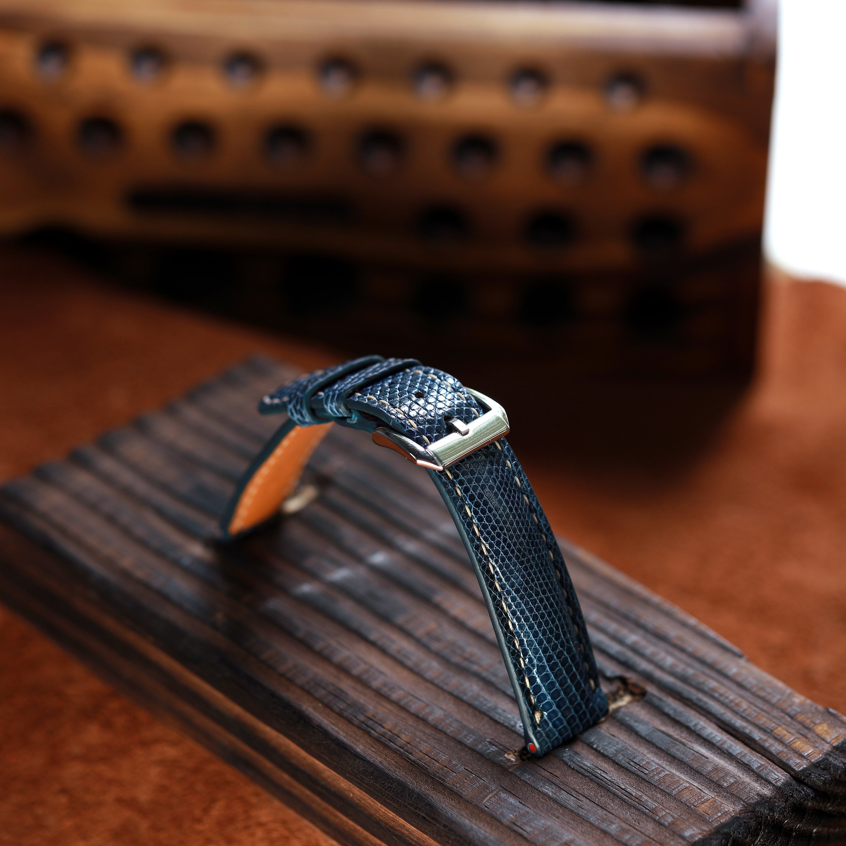 Handcrafted Lizard Leather Watch Strap with Zermatt Lining (Pointed Tip) by Tan