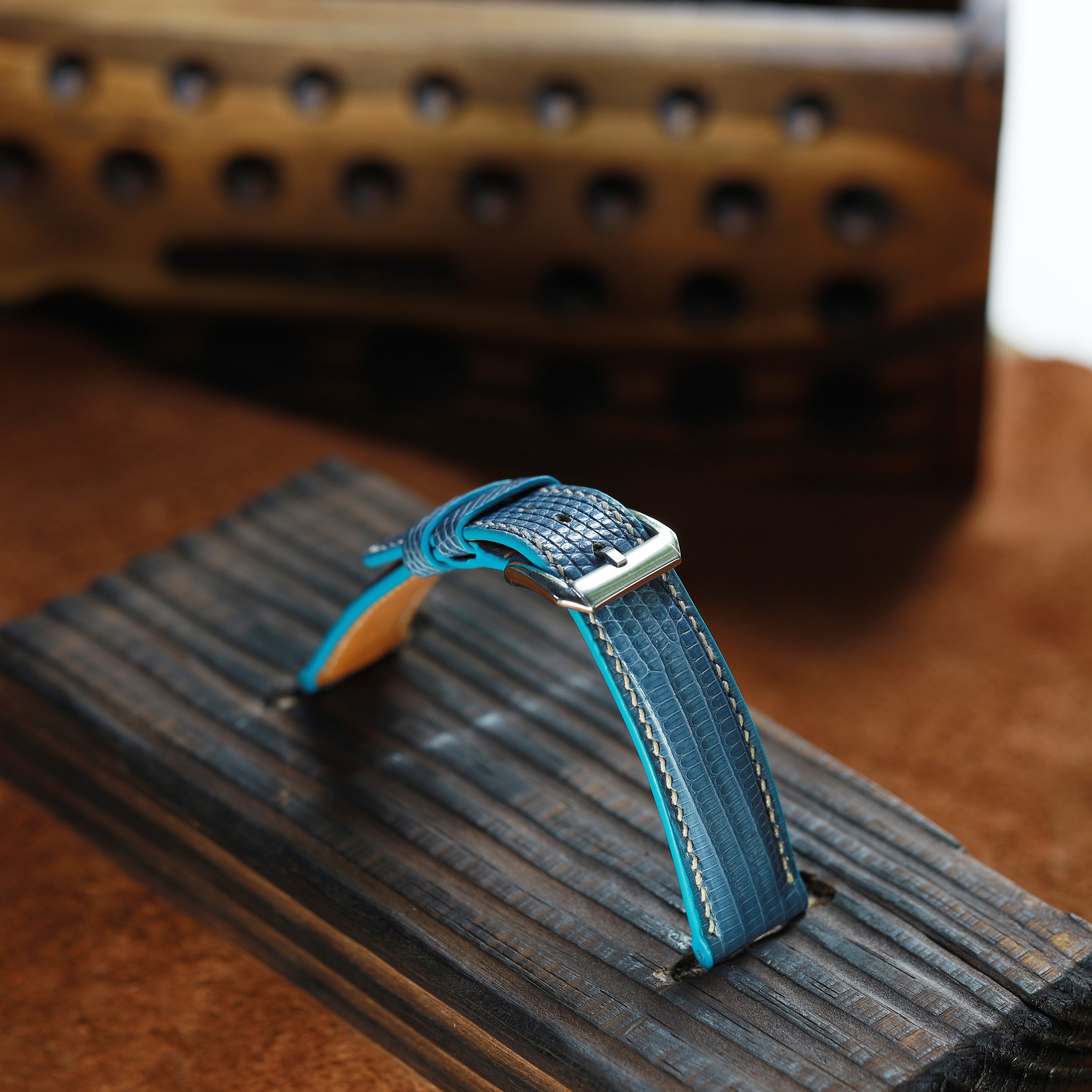 Handcrafted Lizard Leather Watch Strap with Zermatt Lining (Pointed Tip) by Tan