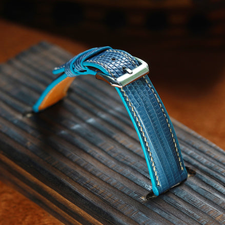 Teal Blue Lizard Leather Strap