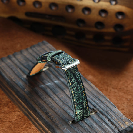 Handcrafted Ostrich Leather Watch Strap with Zermatt Lining (Pointed Tip) by Tan