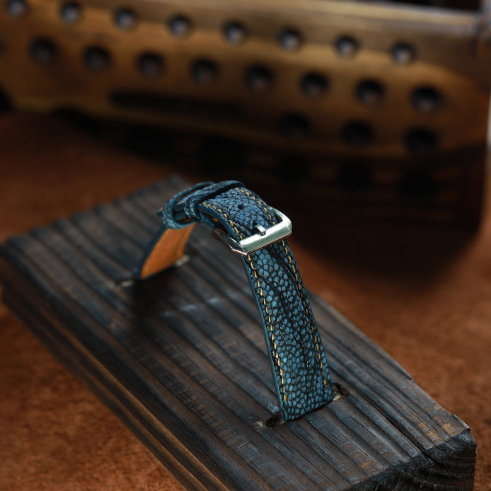 Handcrafted Ostrich Leather Watch Strap with Zermatt Lining (Pointed Tip) by Tan