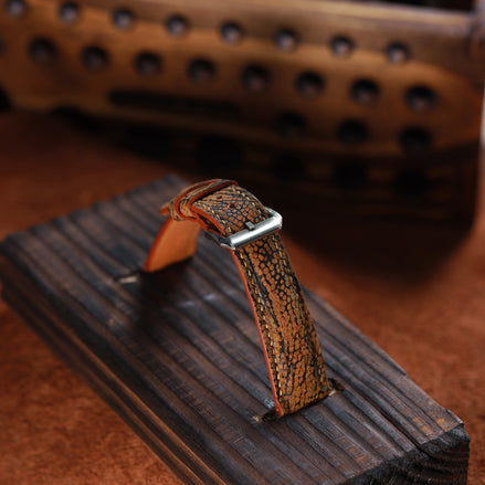 Handcrafted Ostrich Leather Watch Strap with Zermatt Lining (Pointed Tip) by Tan