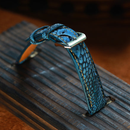 Blue Ostrich Leg Leather Watch Strap (Scaled)