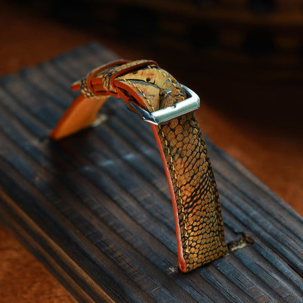Brown Ostrich Leg Leather Watch Strap (Scaled)