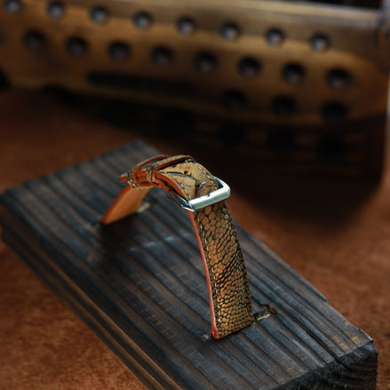 Handcrafted Ostrich Leather Watch Strap with Zermatt Lining (Pointed Tip) by Tan