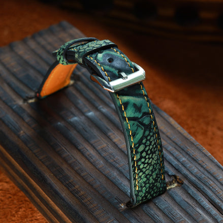 Green Ostrich Leg Leather Watch Strap (Scaled)