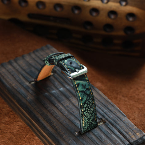 Handcrafted Ostrich Leather Watch Strap with Zermatt Lining (Pointed Tip) by Tan