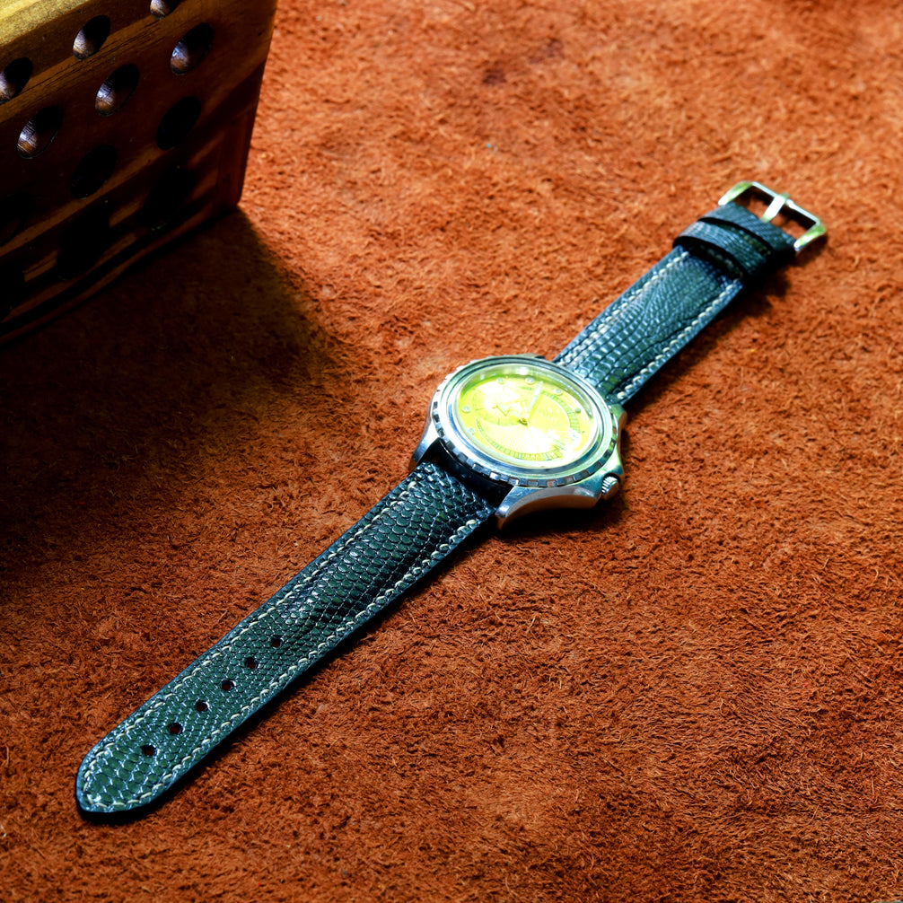 Classic Black Lizard Leather Strap