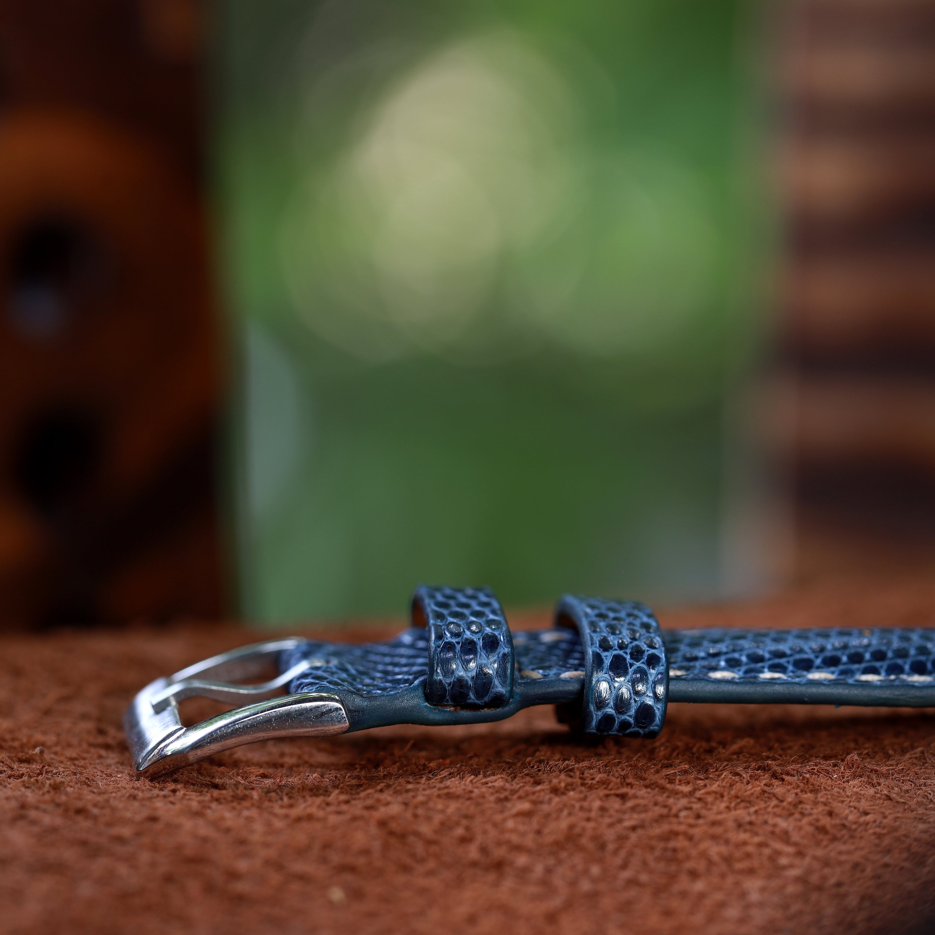 Handcrafted Lizard Leather Watch Strap with Zermatt Lining (Pointed Tip) by Tan