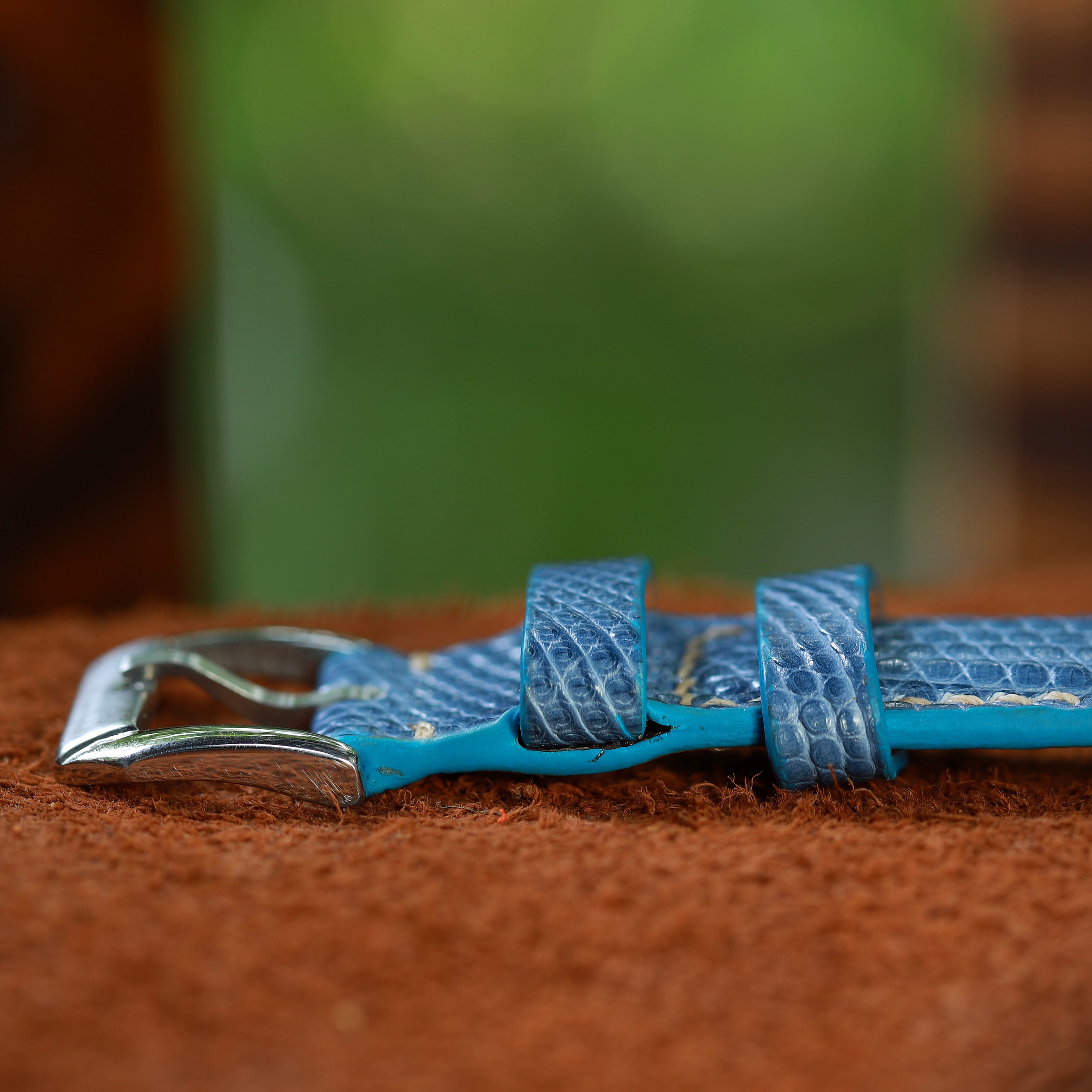 Teal Blue Lizard Leather Strap
