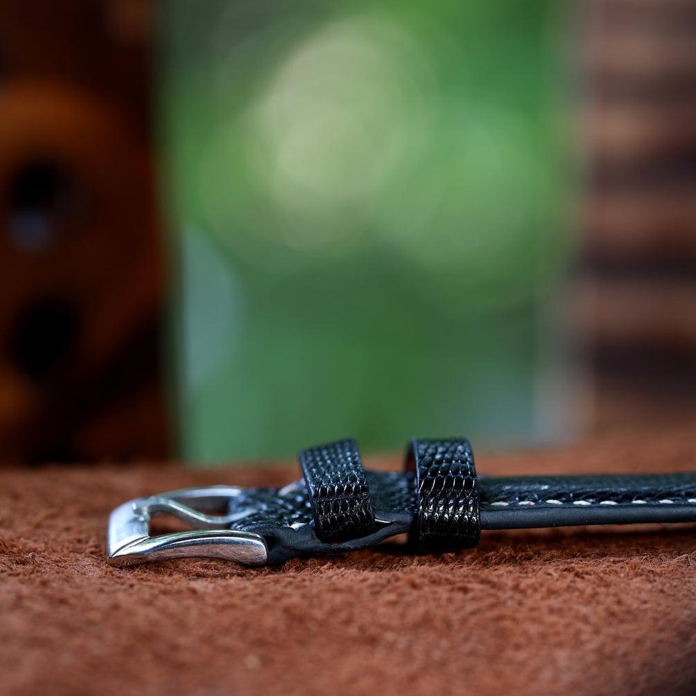 Classic Black Lizard Leather Strap