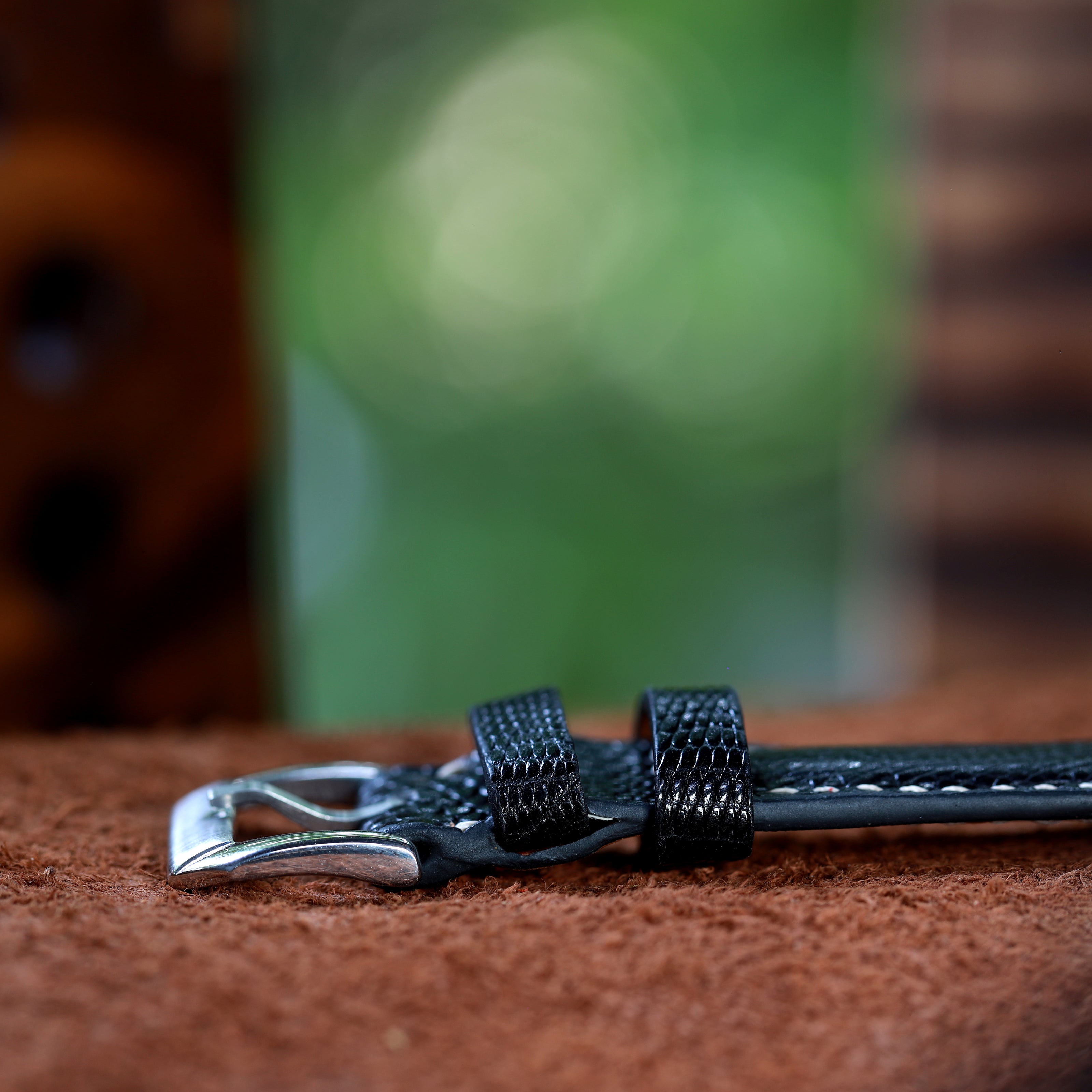 Classic Black Lizard Leather Strap