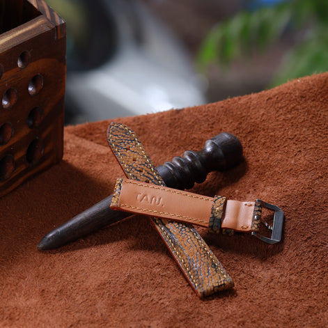 Handcrafted Ostrich Leather Watch Strap with Zermatt Lining (Pointed Tip) by Tan