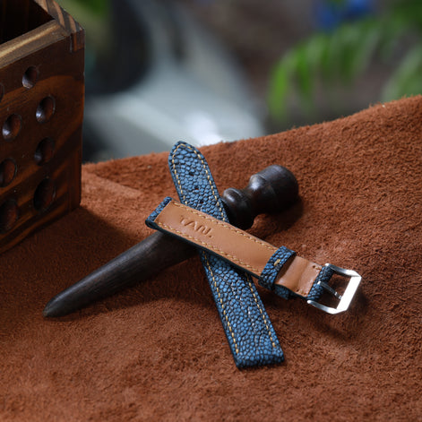 Handcrafted Ostrich Leather Watch Strap with Zermatt Lining (Pointed Tip) by Tan