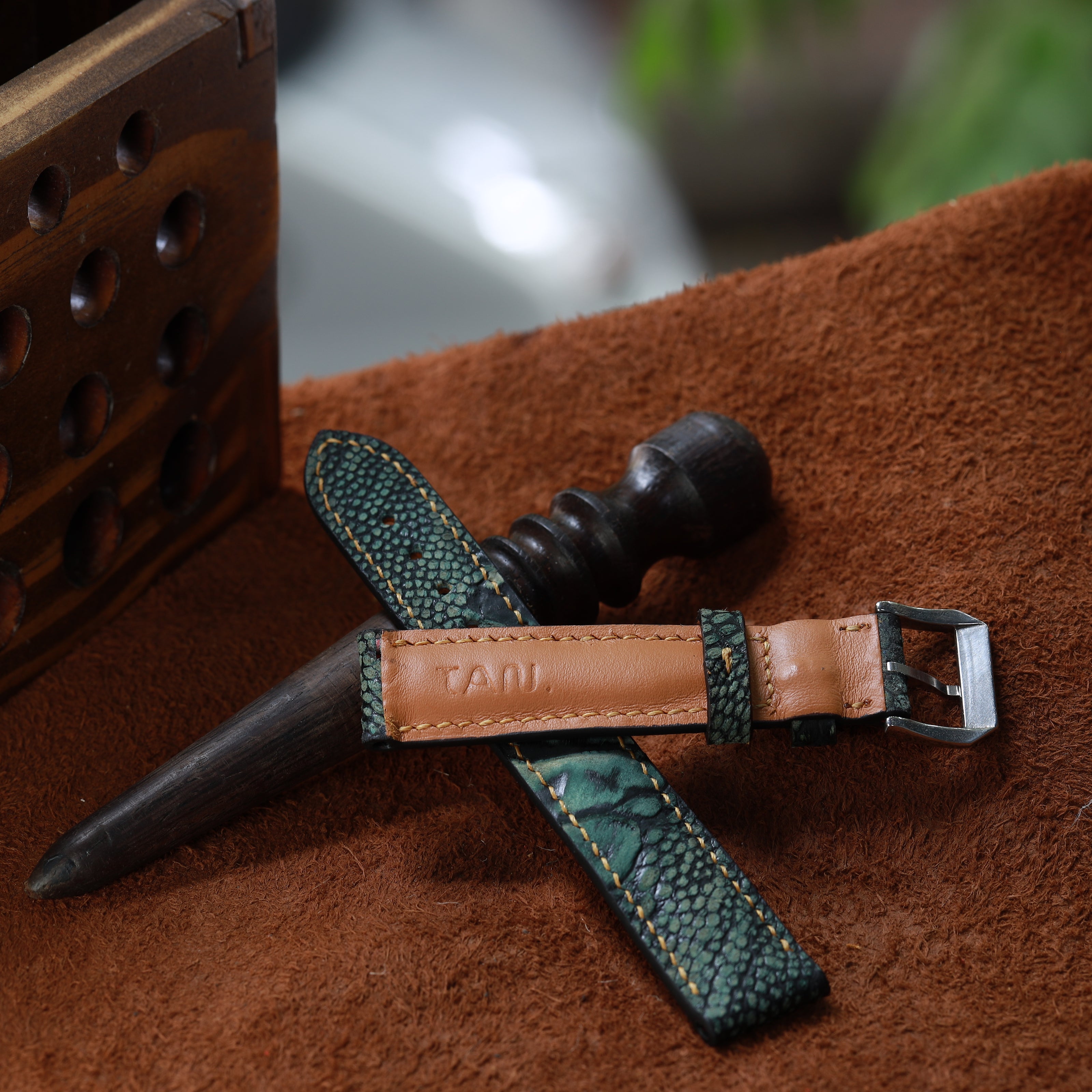 Handcrafted Ostrich Leather Watch Strap with Zermatt Lining (Pointed Tip) by Tan