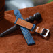 Blue Waxed Ostrich Leg Leather Watch Strap (Smooth)