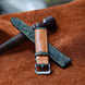 Green Waxed Ostrich Leg Leather Watch Strap (Smooth)