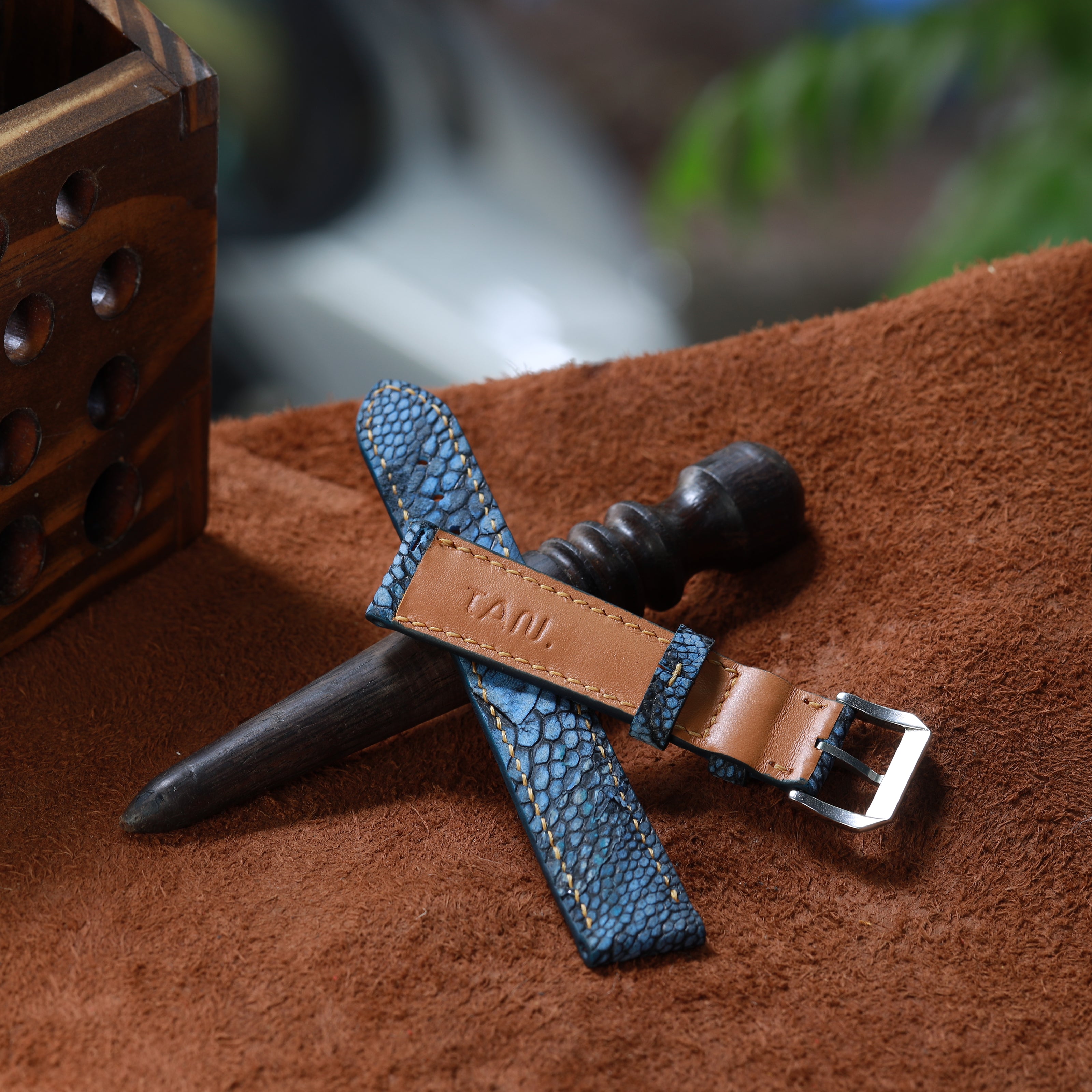 Handcrafted Ostrich Leather Watch Strap with Zermatt Lining (Pointed Tip) by Tan