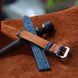 Blue Waxed Ostrich Leg Leather Watch Strap (Scaled)