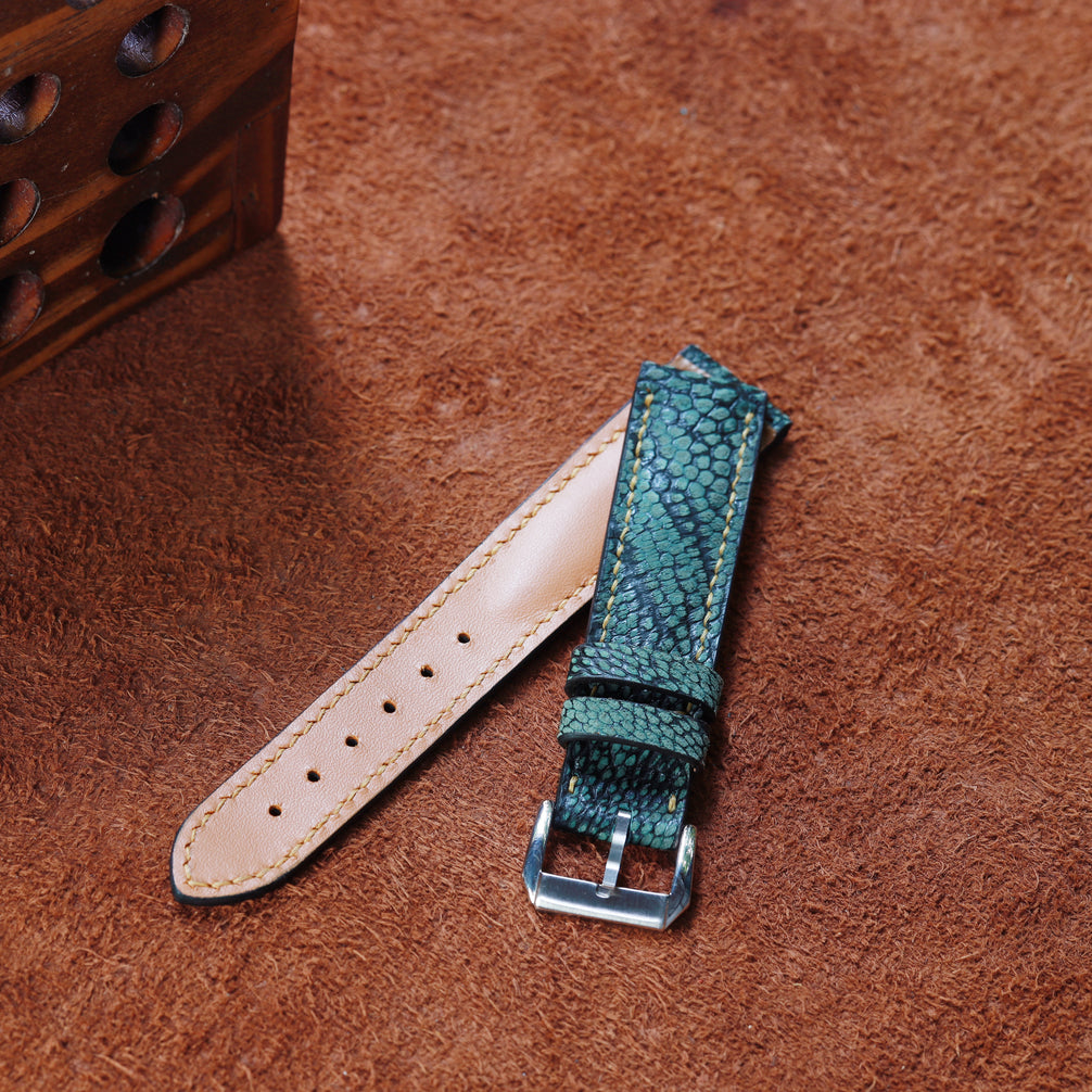 Handcrafted Ostrich Leather Watch Strap with Zermatt Lining (Pointed Tip) by Tan