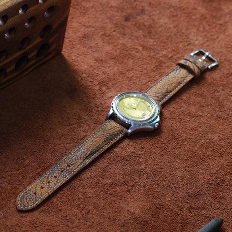 Handcrafted Ostrich Leather Watch Strap with Zermatt Lining (Pointed Tip) by Tan