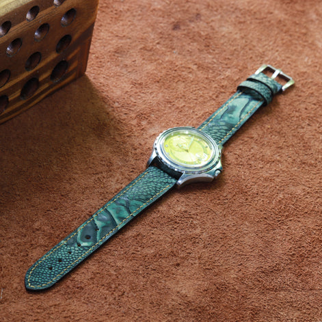 Handcrafted Ostrich Leather Watch Strap with Zermatt Lining (Pointed Tip) by Tan