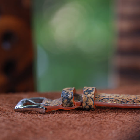 Handcrafted Ostrich Leather Watch Strap with Zermatt Lining (Pointed Tip) by Tan