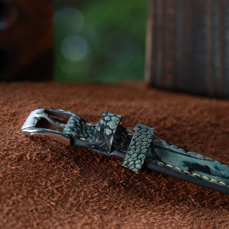 Handcrafted Ostrich Leather Watch Strap with Zermatt Lining (Pointed Tip) by Tan