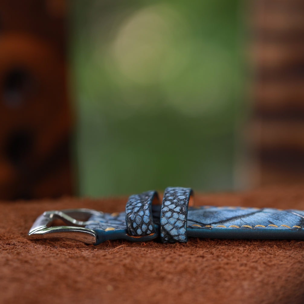 Handcrafted Ostrich Leather Watch Strap with Zermatt Lining (Pointed Tip) by Tan