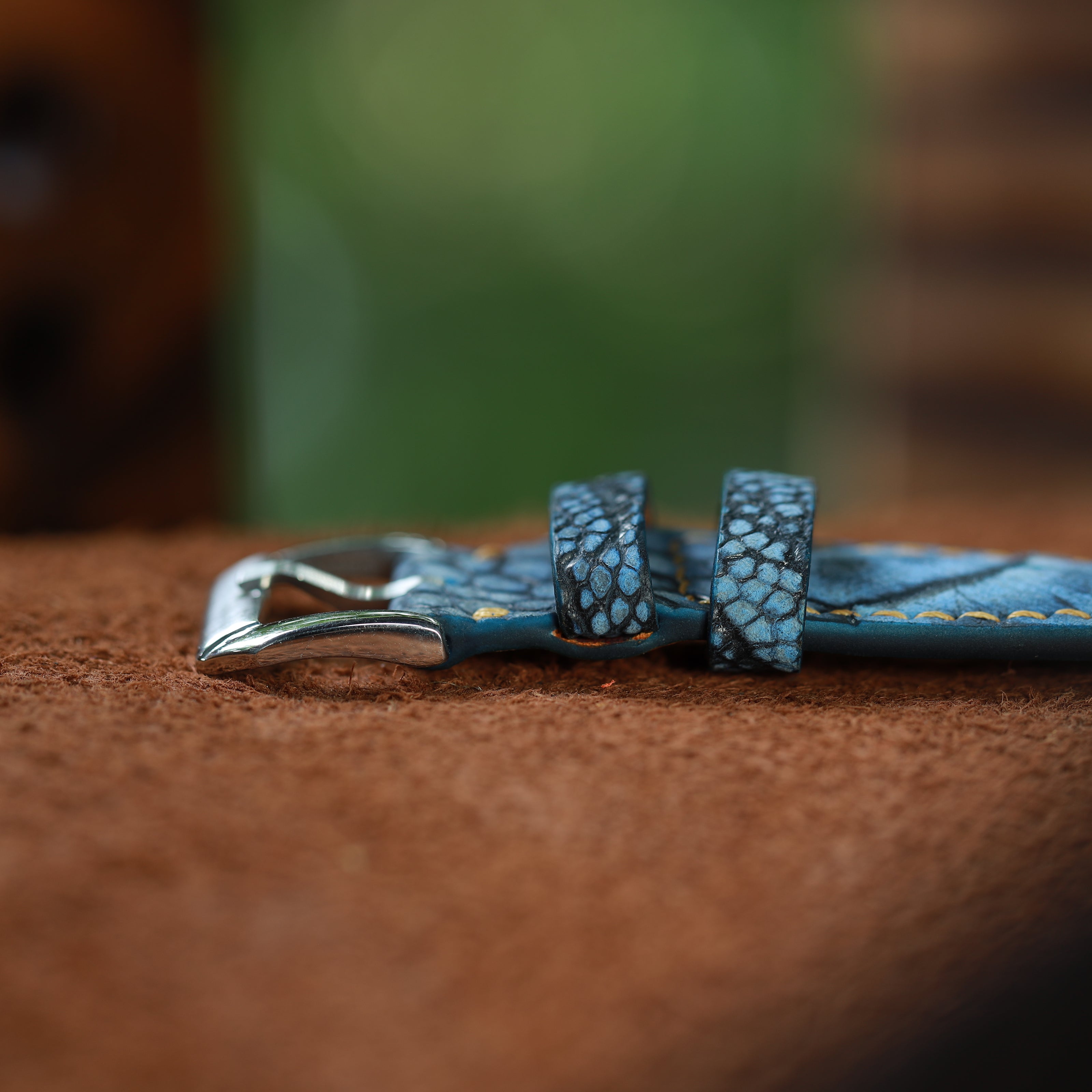 Handcrafted Ostrich Leather Watch Strap with Zermatt Lining (Pointed Tip) by Tan