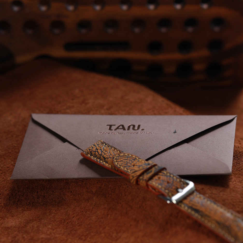 Handcrafted Ostrich Leather Watch Strap with Zermatt Lining (Pointed Tip) by Tan