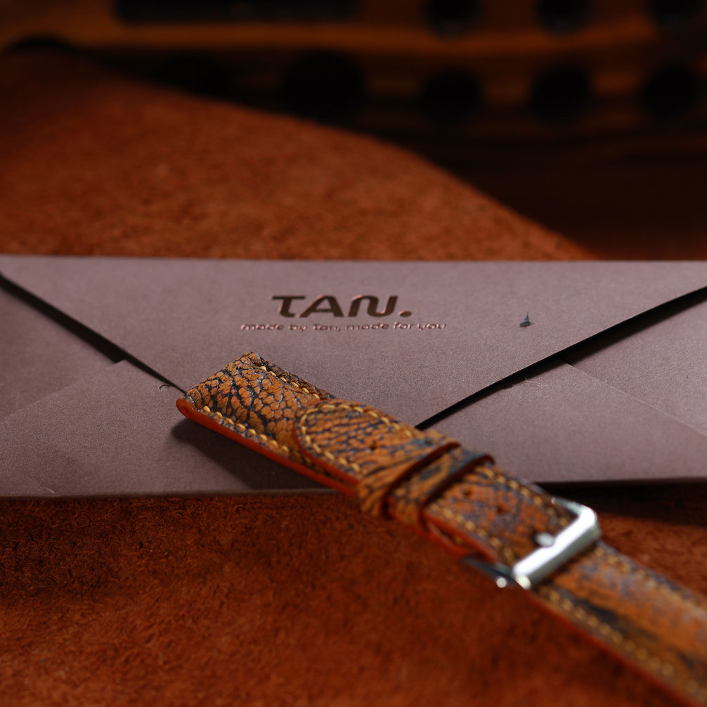 Brown Waxed Ostrich Leg Leather Watch Strap (Smooth)