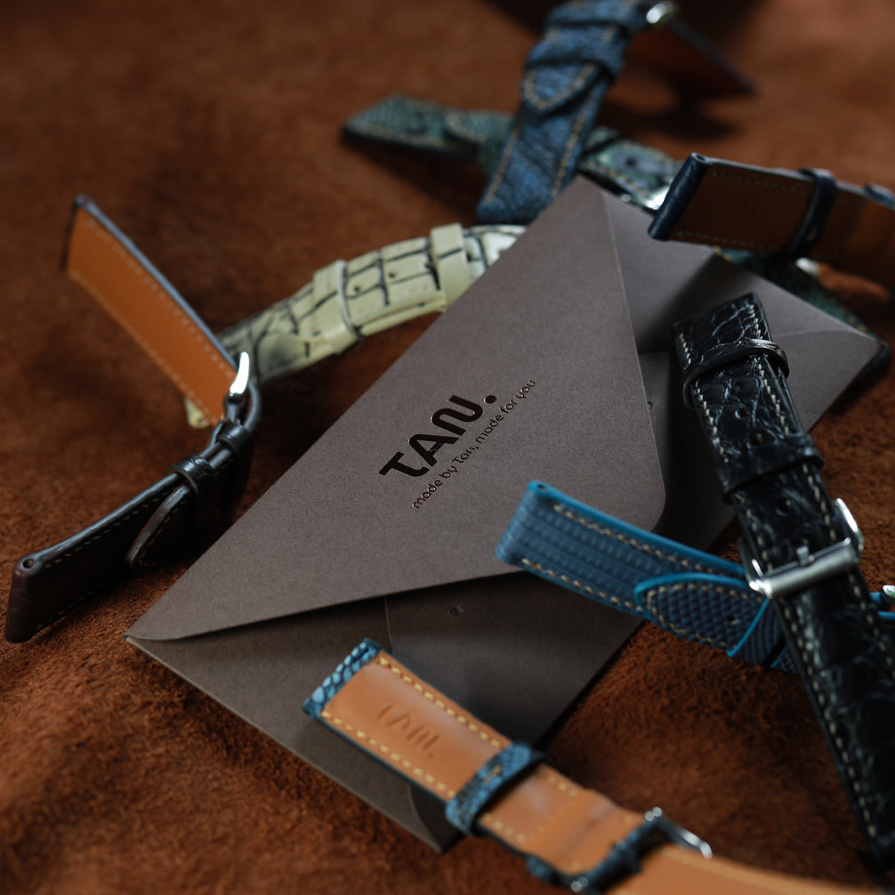 Handcrafted Crocodile Leather Watch Strap with Zermatt Lining (Pointed Tip) by Tan